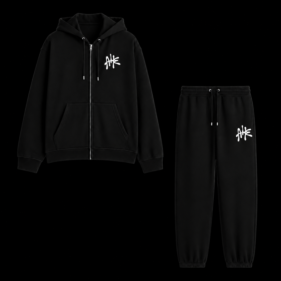 Black Full Set — Zip Up + Sweatpants