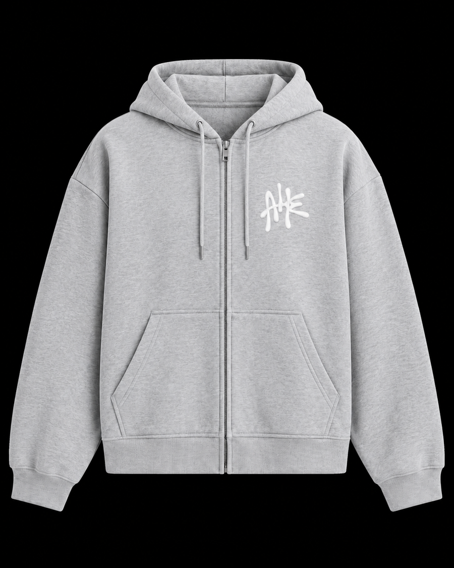 ZIP UP - Heather Grey - Front Embroidery