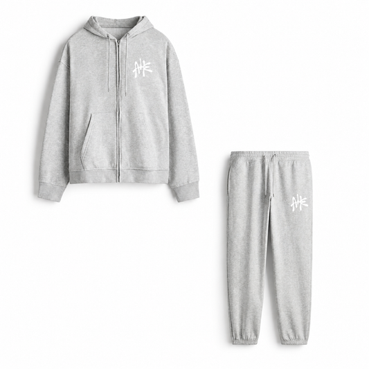 Heather Grey Full Set — Zip Up + Sweatpants