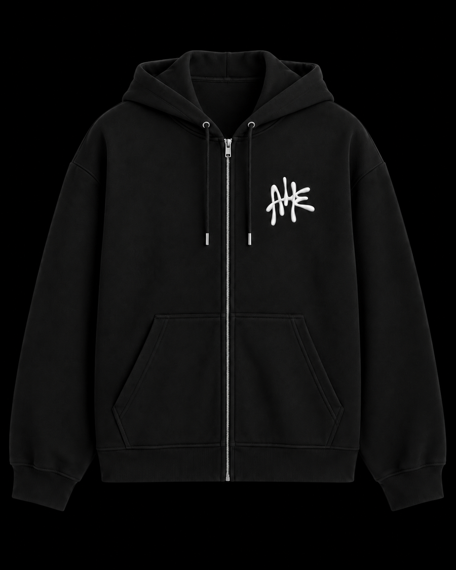 ZIP UP - Black - Front Embroidery