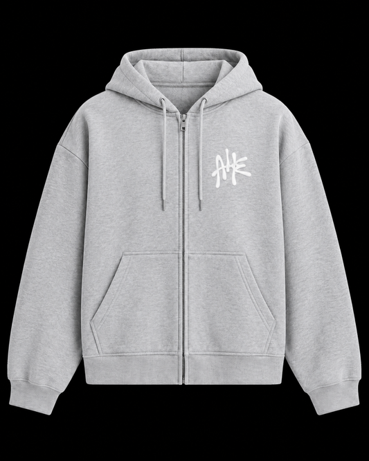 ZIP UP - Heather Grey - Front Embroidery